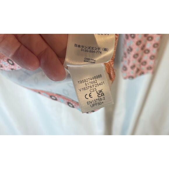 Lands End womans rash guard top size large peach/brown and blue - Picture 3 of 5